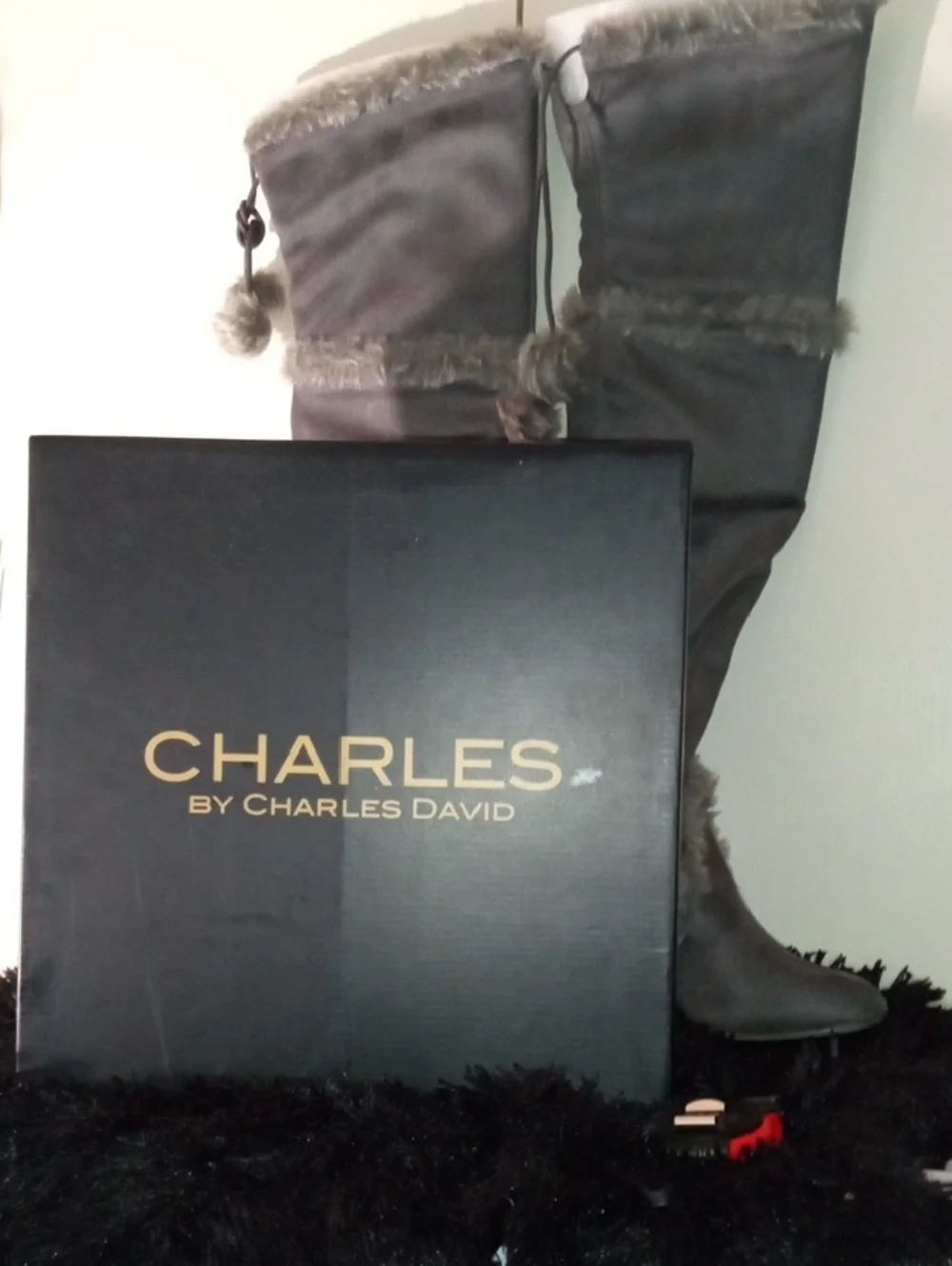 NWT Charles by Charles David Gray Odom Over-The-Knee Boots 7.5